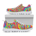 Rainbow Rave Print White Sneakers