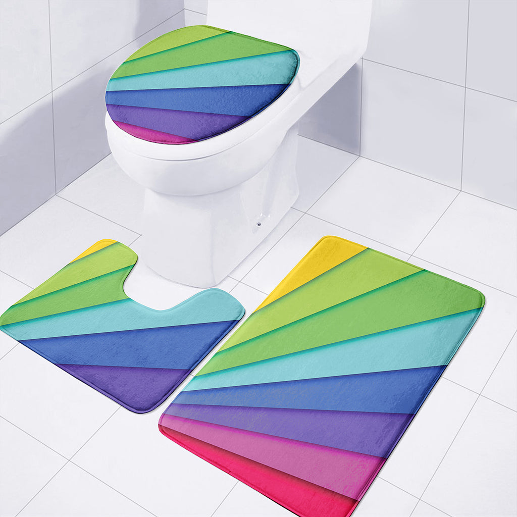 Rainbow Shades Print 3 Piece Bath Mat Set