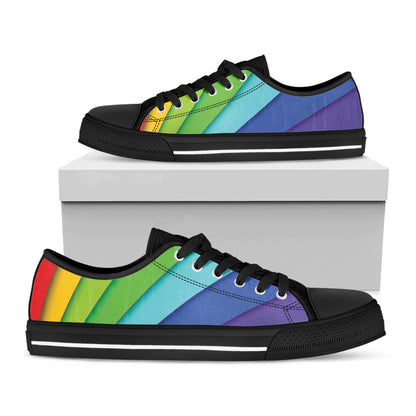 Rainbow Shades Print Black Low Top Shoes