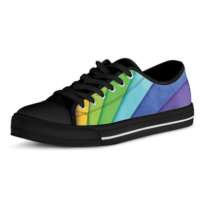 Rainbow Shades Print Black Low Top Shoes