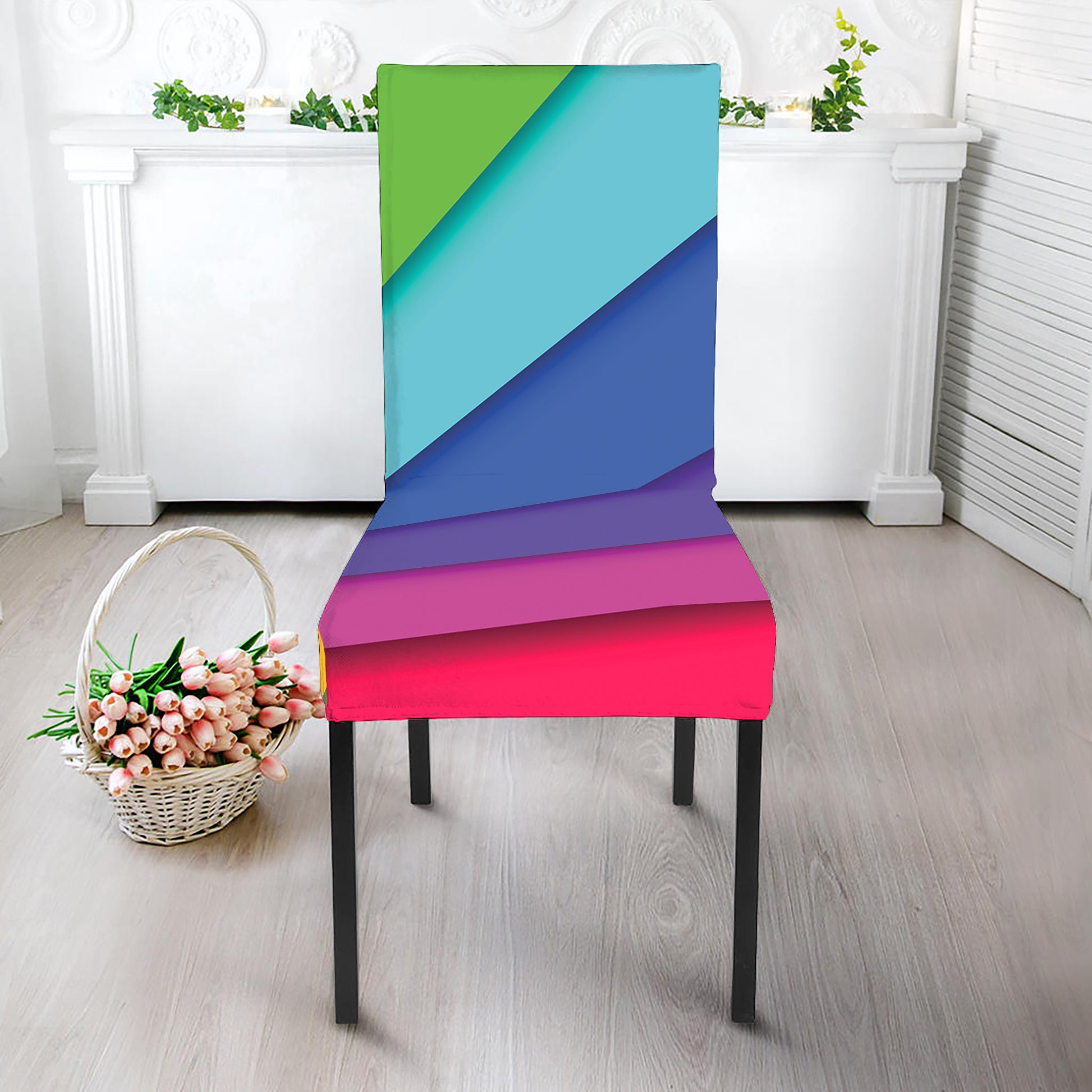 Rainbow Shades Print Dining Chair Slipcover