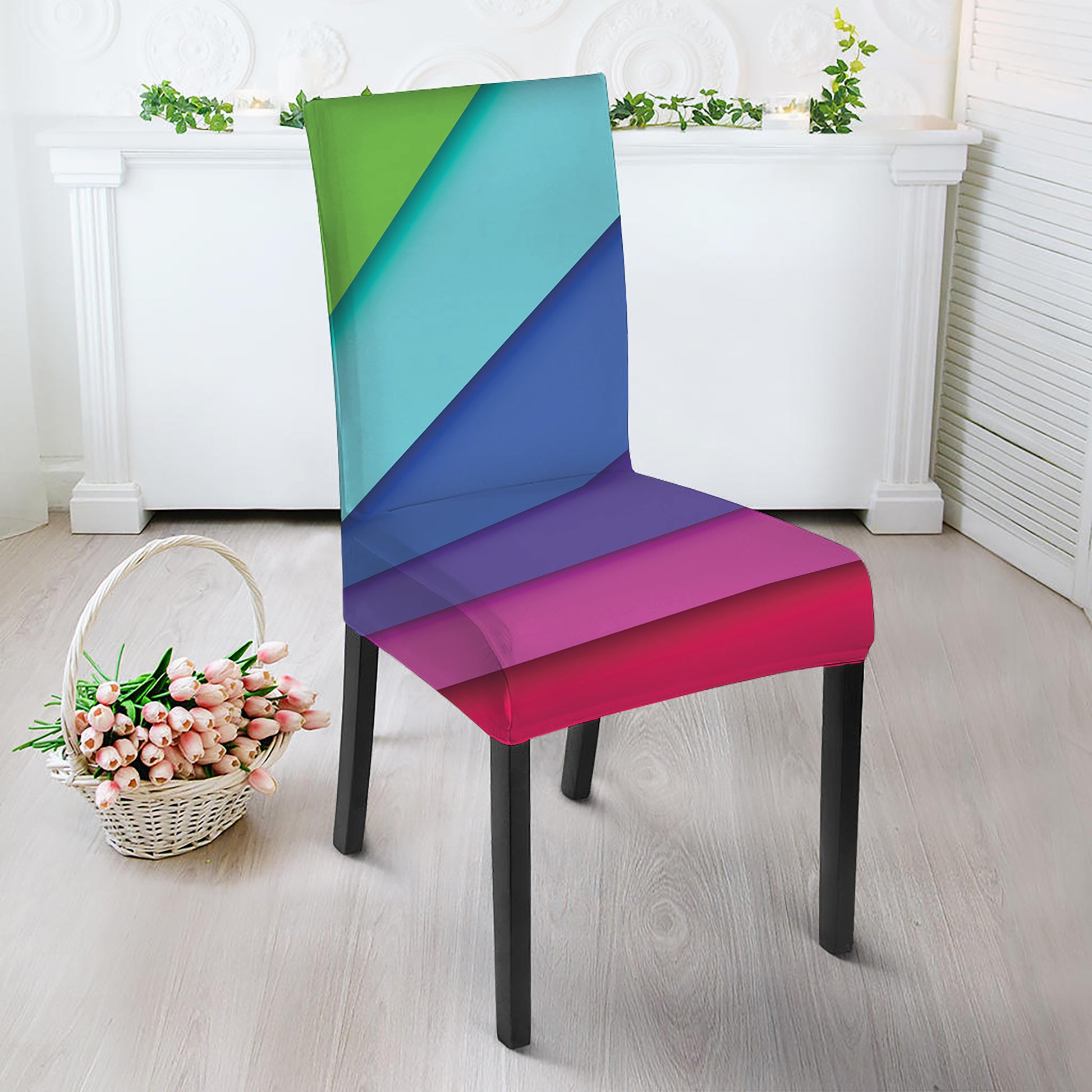 Rainbow Shades Print Dining Chair Slipcover