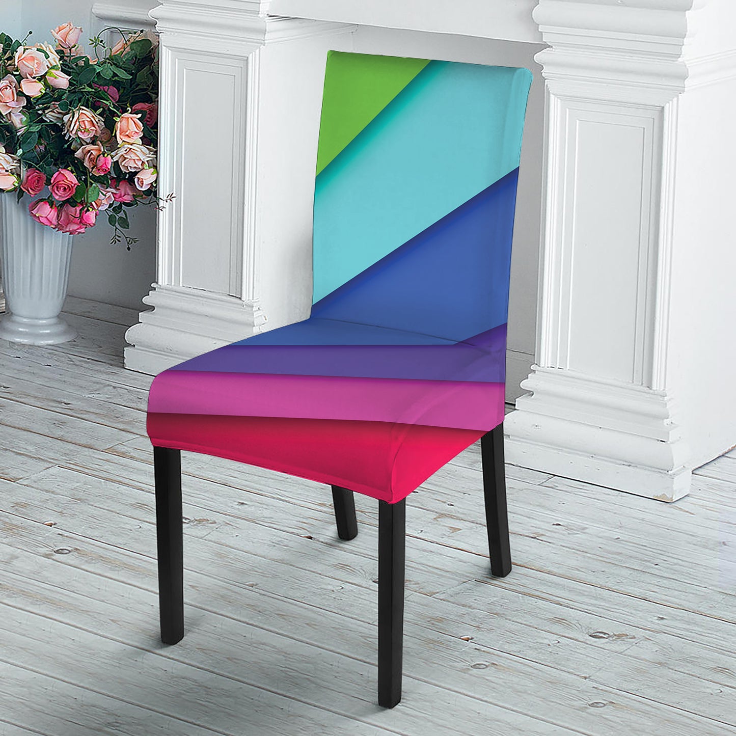 Rainbow Shades Print Dining Chair Slipcover