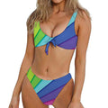 Rainbow Shades Print Front Bow Tie Bikini