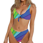 Rainbow Shades Print Front Bow Tie Bikini