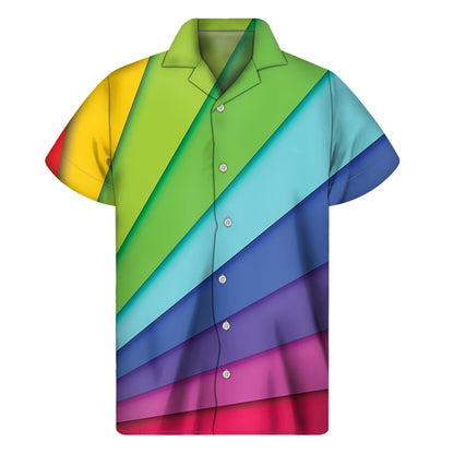 Rainbow Shades Print Men's Short Sleeve Shirt