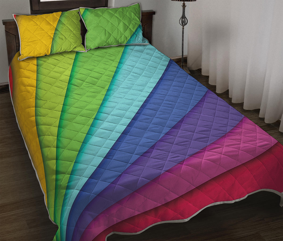 Rainbow Shades Print Quilt Bed Set