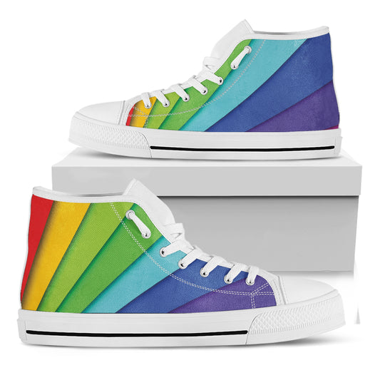Rainbow Shades Print White High Top Shoes
