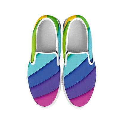 Rainbow Shades Print White Slip On Shoes