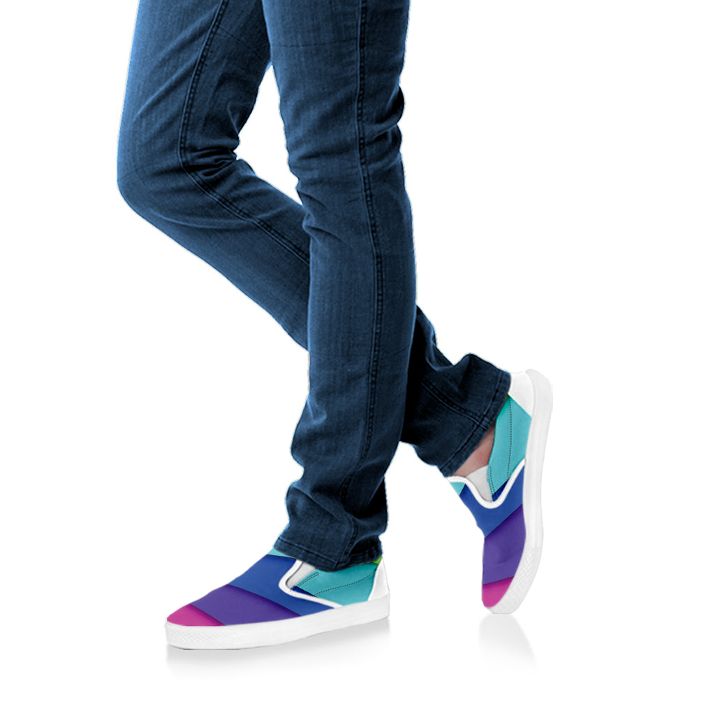 Rainbow Shades Print White Slip On Shoes