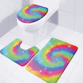 Rainbow Spiral Tie Dye Print 3 Piece Bath Mat Set