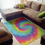 Rainbow Spiral Tie Dye Print Area Rug