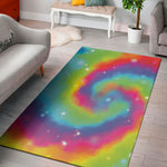 Rainbow Spiral Tie Dye Print Area Rug