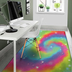 Rainbow Spiral Tie Dye Print Area Rug