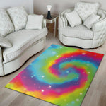 Rainbow Spiral Tie Dye Print Area Rug