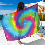 Rainbow Spiral Tie Dye Print Beach Sarong Wrap