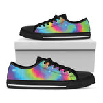 Rainbow Spiral Tie Dye Print Black Low Top Shoes 