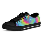 Rainbow Spiral Tie Dye Print Black Low Top Shoes 