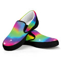 Rainbow Spiral Tie Dye Print Black Slip On Sneakers