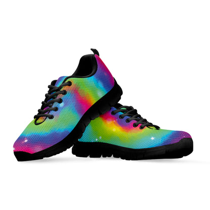 Rainbow Spiral Tie Dye Print Black Sneakers