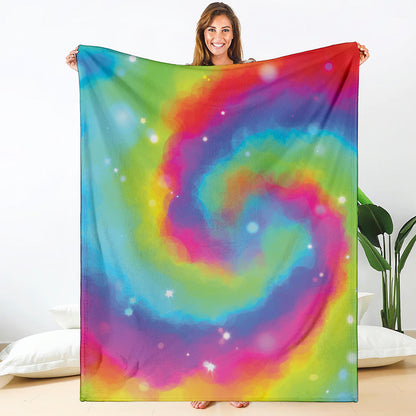 Rainbow Spiral Tie Dye Print Blanket