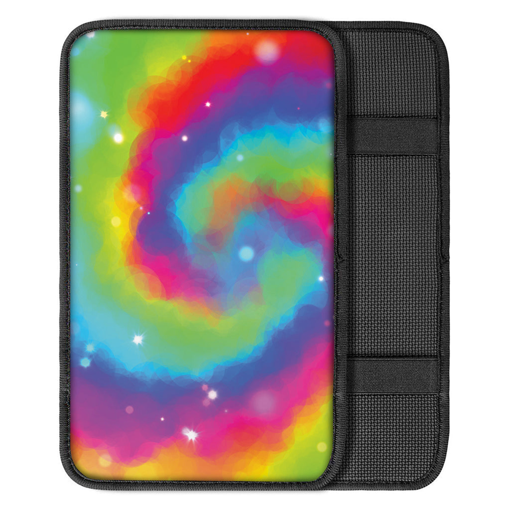 Rainbow Spiral Tie Dye Print Car Center Console Cover