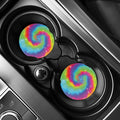 Rainbow Spiral Tie Dye Print Car Coasters