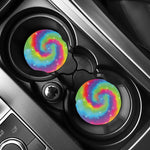 Rainbow Spiral Tie Dye Print Car Coasters