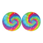 Rainbow Spiral Tie Dye Print Car Coasters