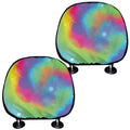 Rainbow Spiral Tie Dye Print Car Headrest Covers