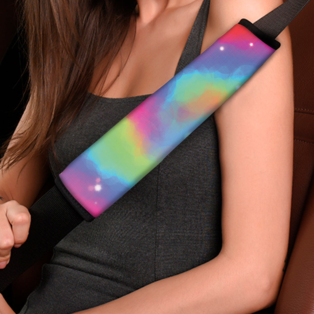 Rainbow Spiral Tie Dye Print Car Seat Belt Covers