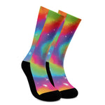 Rainbow Spiral Tie Dye Print Crew Socks