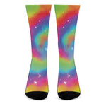 Rainbow Spiral Tie Dye Print Crew Socks