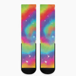 Rainbow Spiral Tie Dye Print Crew Socks