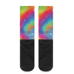 Rainbow Spiral Tie Dye Print Crew Socks