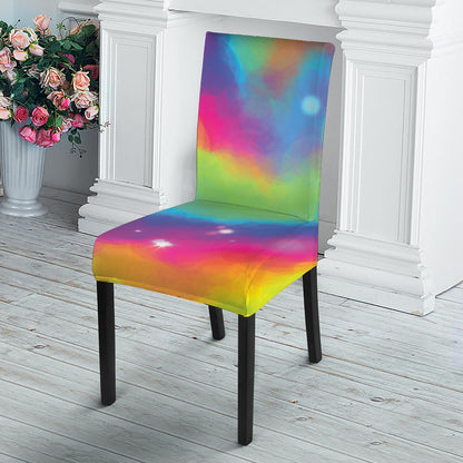 Rainbow Spiral Tie Dye Print Dining Chair Slipcover