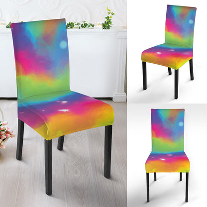 Rainbow Spiral Tie Dye Print Dining Chair Slipcover
