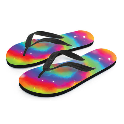 Rainbow Spiral Tie Dye Print Flip Flops