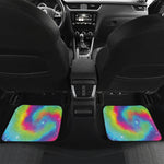 Rainbow Spiral Tie Dye Print Front and Back Car Floor Mats