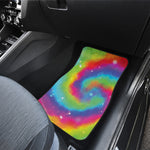 Rainbow Spiral Tie Dye Print Front and Back Car Floor Mats