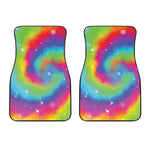 Rainbow Spiral Tie Dye Print Front Car Floor Mats