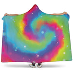 Rainbow Spiral Tie Dye Print Hooded Blanket