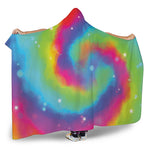 Rainbow Spiral Tie Dye Print Hooded Blanket