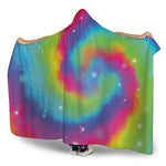 Rainbow Spiral Tie Dye Print Hooded Blanket