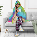 Rainbow Spiral Tie Dye Print Hooded Blanket