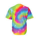Rainbow Spiral Tie Dye Print Men's Baseball Jersey