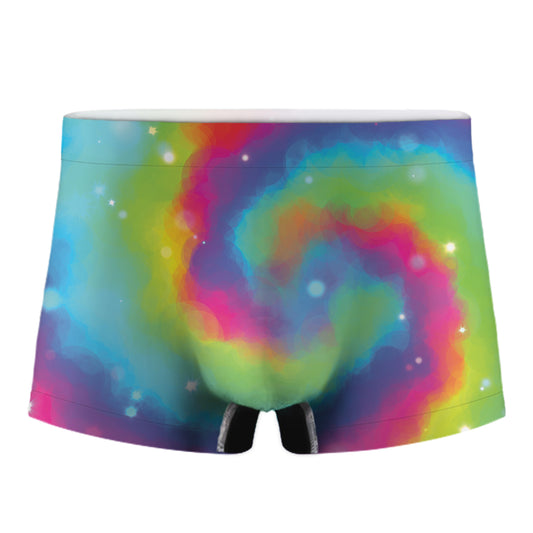 Rainbow Spiral Tie Dye Print Men's Boxer Briefs