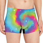Rainbow Spiral Tie Dye Print Men's Boxer Briefs
