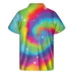 Rainbow Spiral Tie Dye Print Men's Short Sleeve Shirt