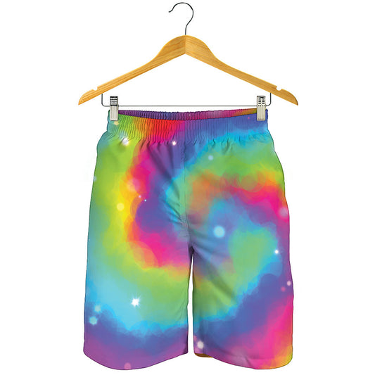 Rainbow Spiral Tie Dye Print Men's Shorts